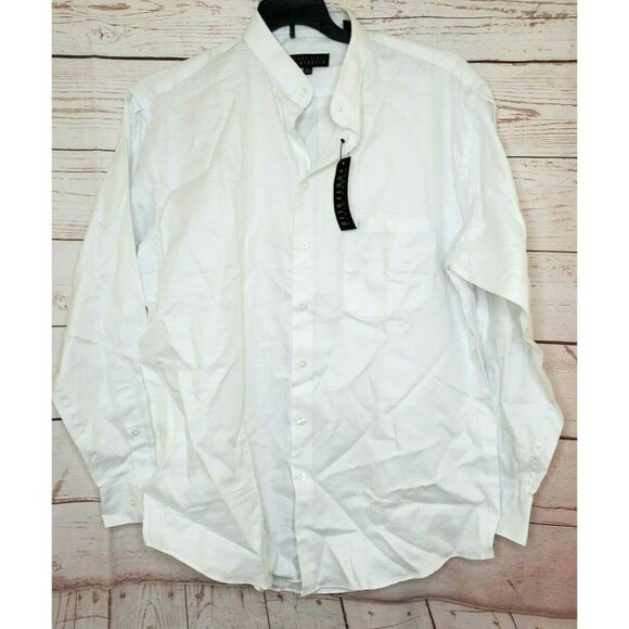 Portfolio Perry Ellis Grandad collar 15 1/2 32/33 White Dress Shirt 3K1660 - Picture 1 of 9